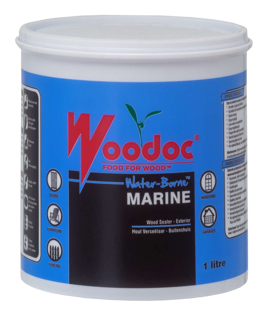 Woodoc marine wood sealer container on a white background