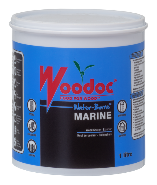 Woodoc marine wood sealer container on a white background